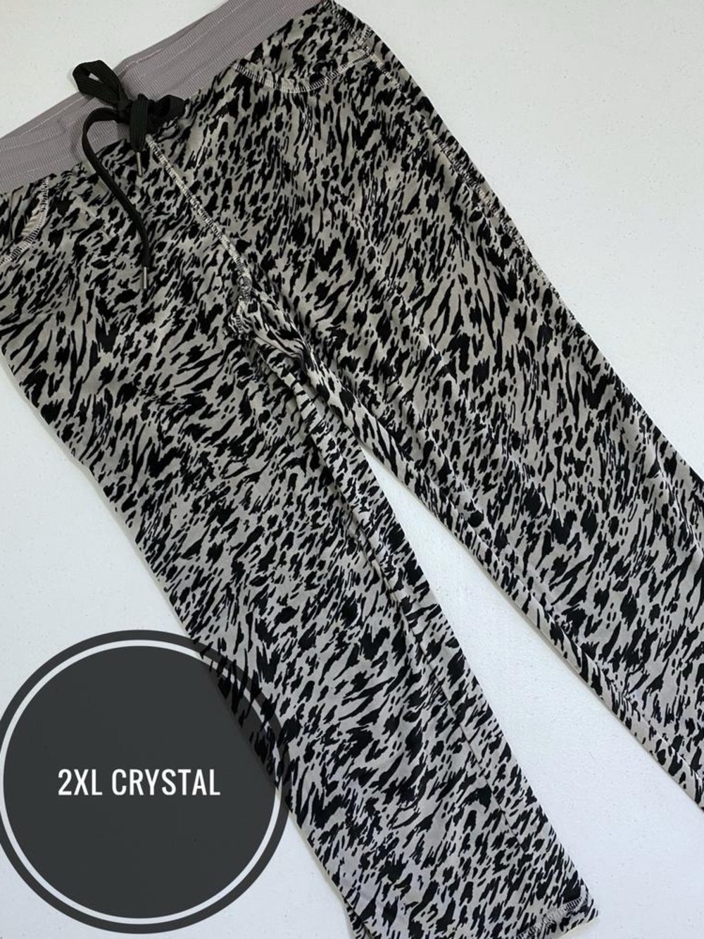 Gray & Black Printed Soft Capri LuLaRoe Pants with Drawstring Waist